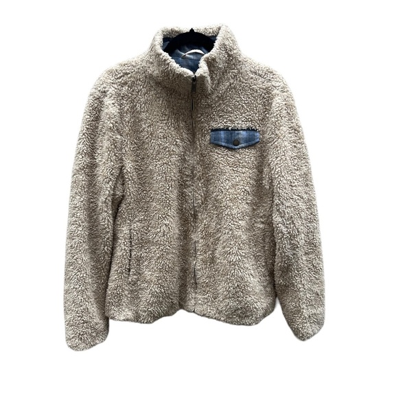 Pendleton Fuzzy Sherpa Plush Zip Jacket Beige Heather/Blue Ombre Plaid Size L - Picture 4 of 10